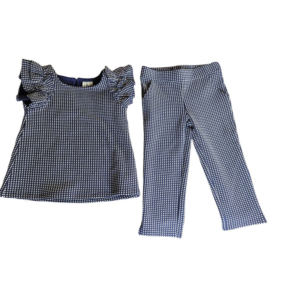 Janie & Jack Gingham Jacquard Navy Set Size: 4